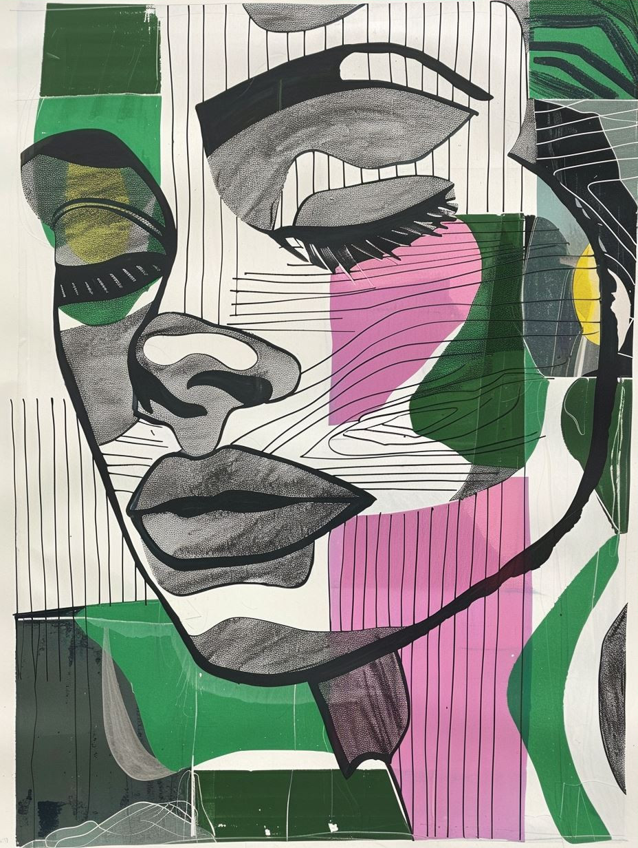 Fragmented Portraits in Neon Hue - Image 3