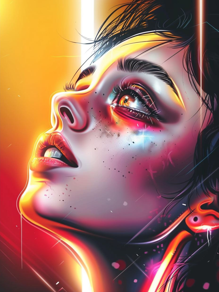 Neon Cybernetic Portrait Glow - Image 2