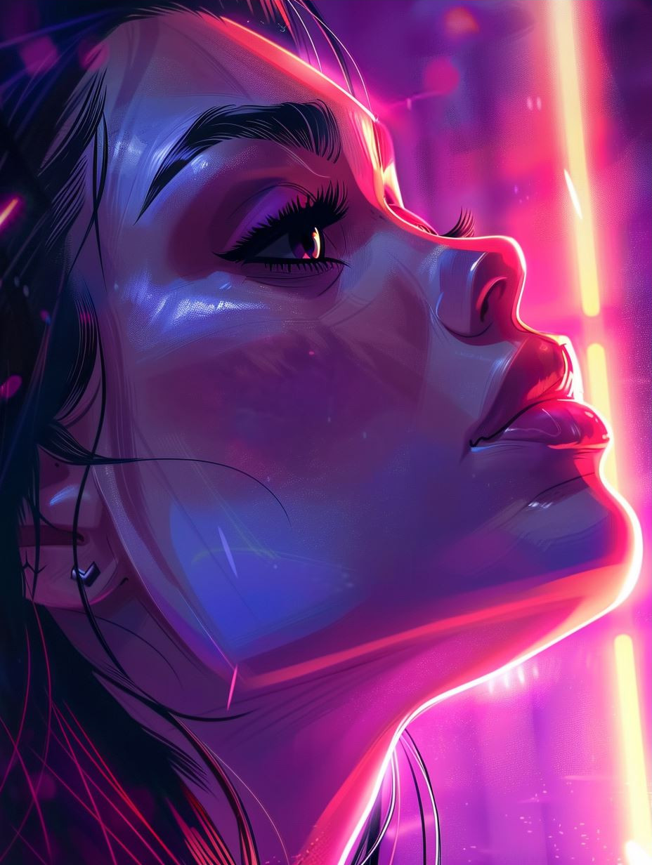 Neon Dreams Cyberpunk Portrait - Image 3