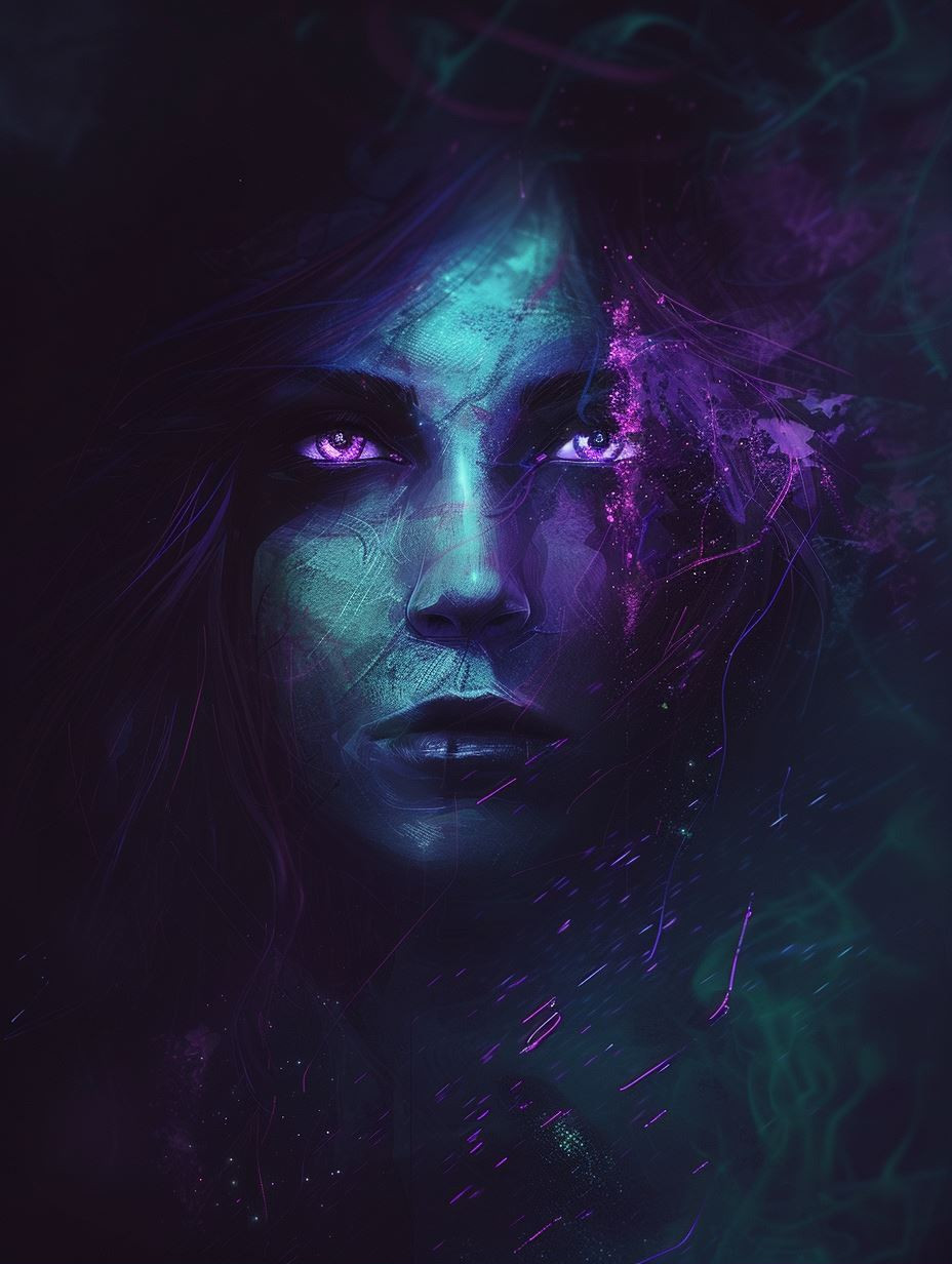 Ethereal Neon Cosmic Portraits - Image 1