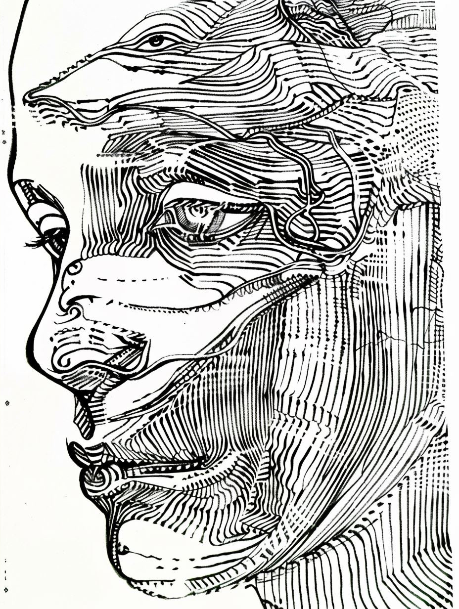 Intricate Linear Portrait Study - Image 4