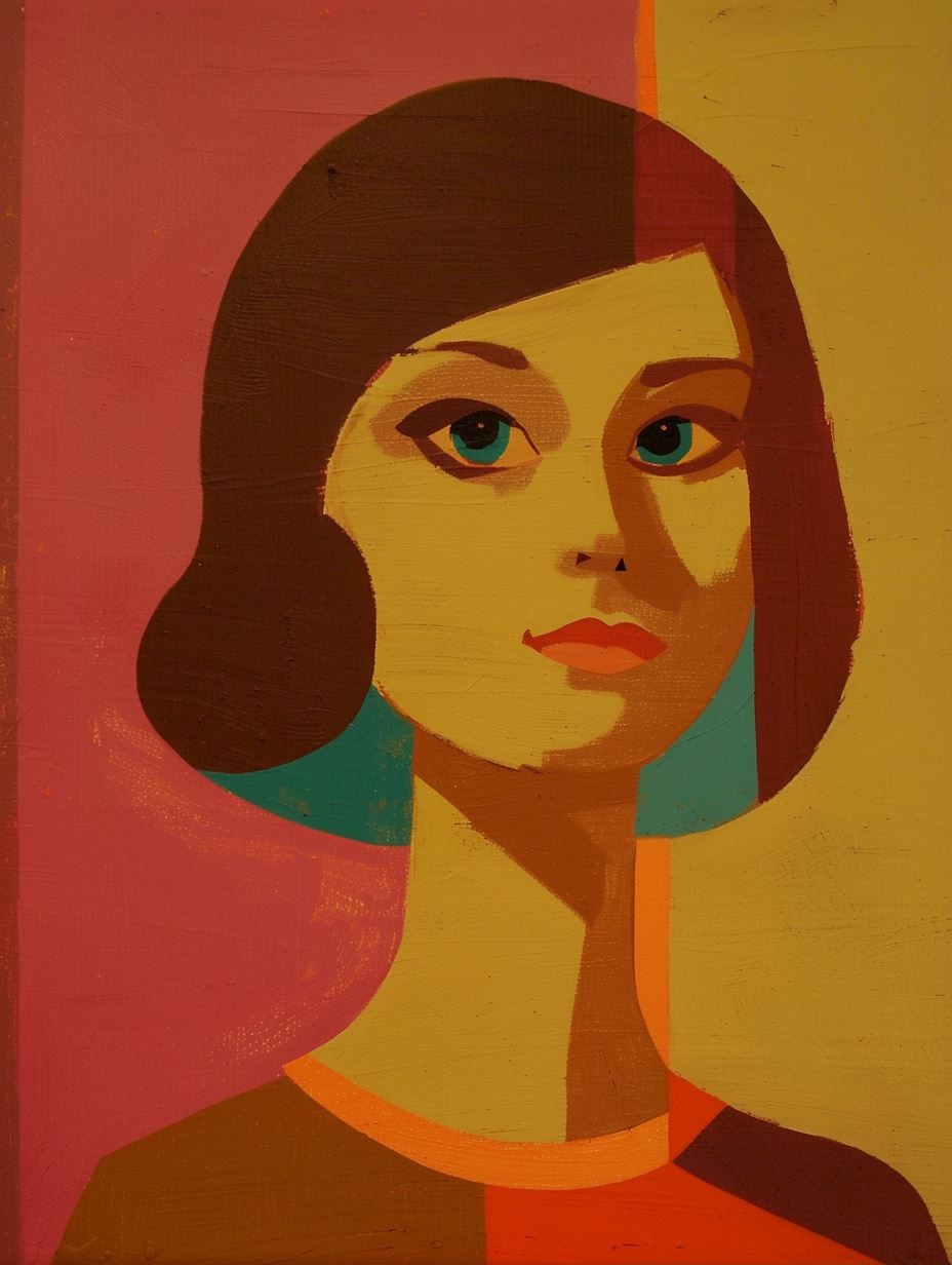 Geometric Mid-Century Modern Portrait