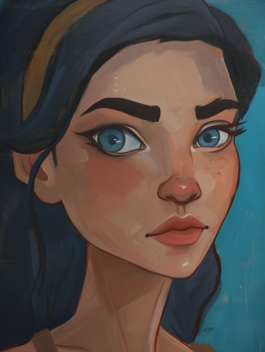 Azure Gazes: A Digital Portrait Study - Image 1