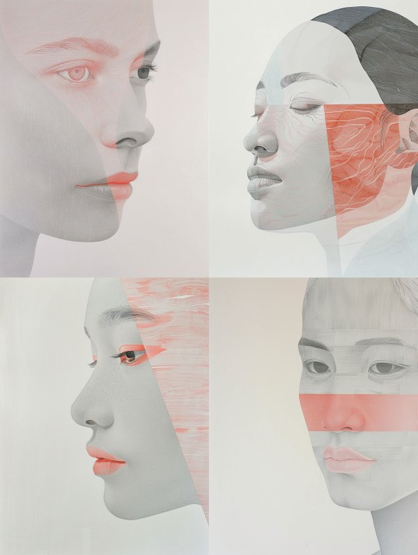 Ethereal Crimson Layered Portrait