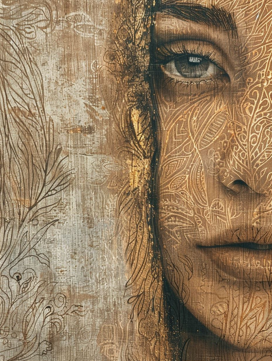 Golden Mandalas on Weathered Canvas - Image 2