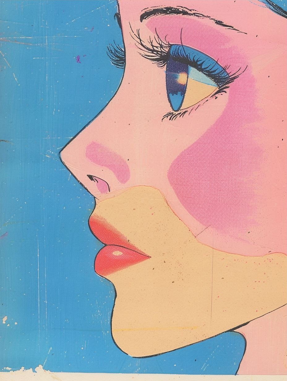 Vintage Anime Girl Portrait Collage - Image 3