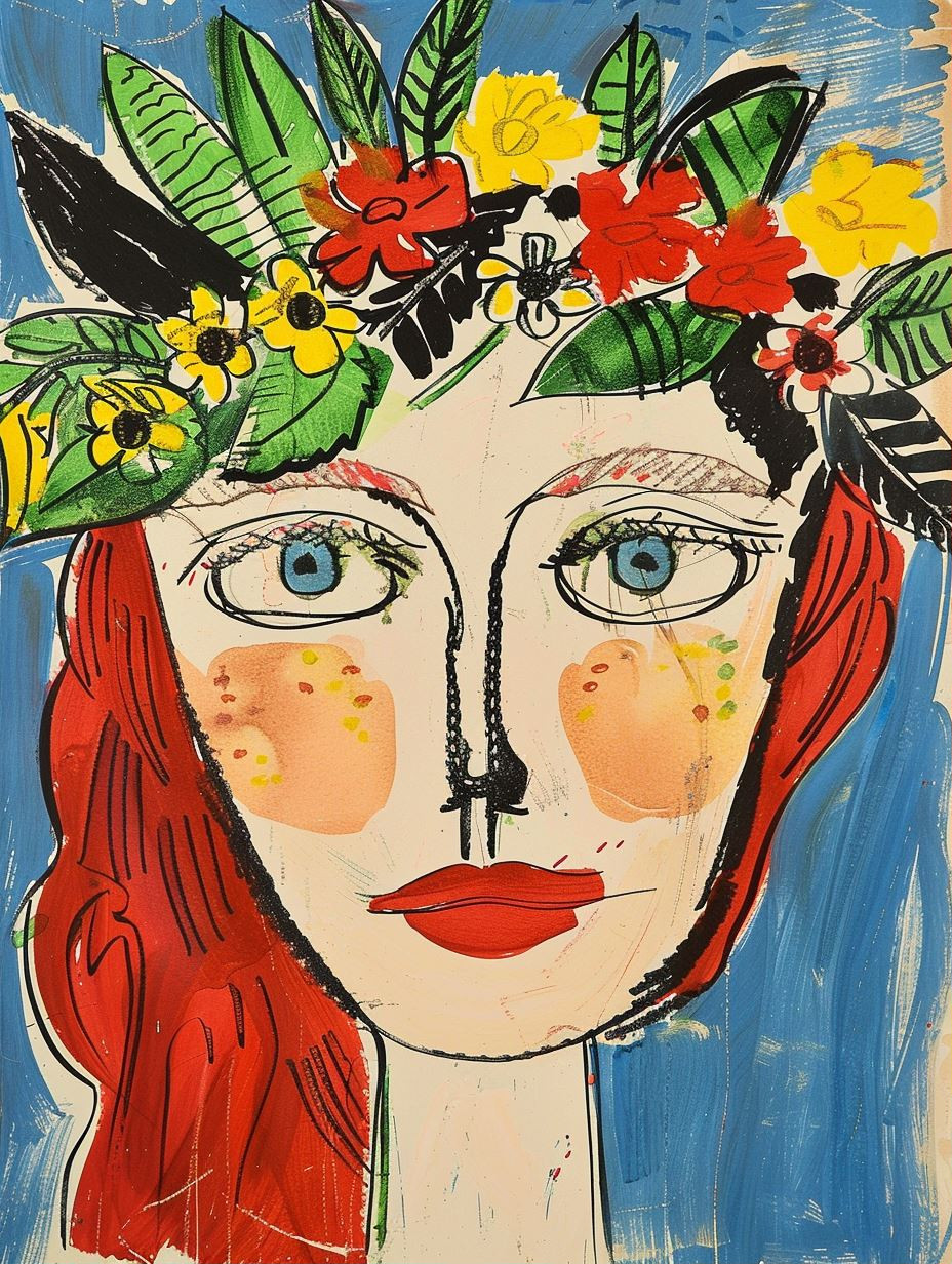 Naive Folk Art Portraits - Image 1