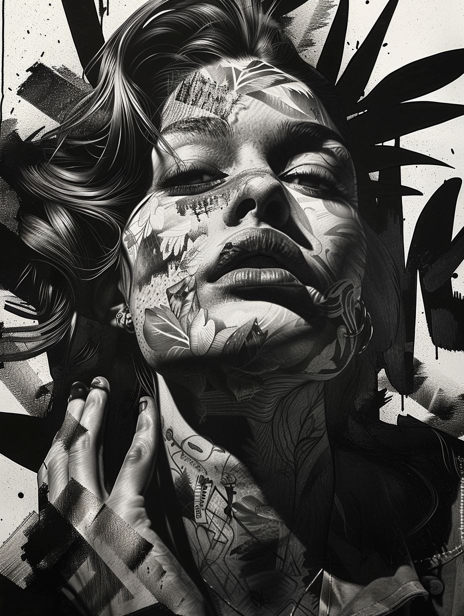 Surreal Monochrome Graphic Portrait - Image 4