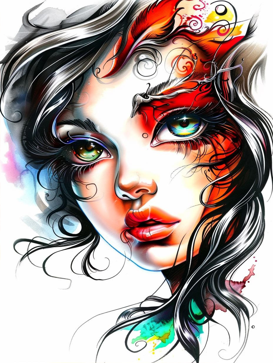 Vibrant Surrealist Floral Portrait - Image 2