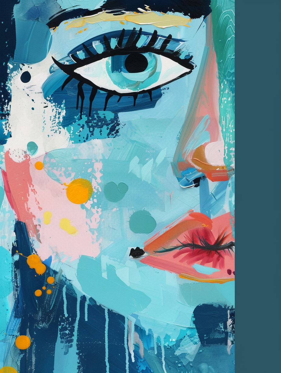 Abstract Azure Feminine Portraits - Image 1
