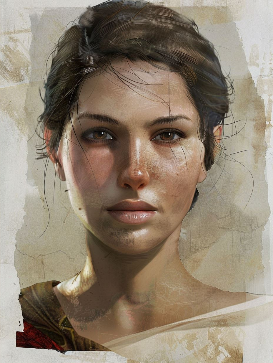 Ancient Parchment Portrait Study - Image 2