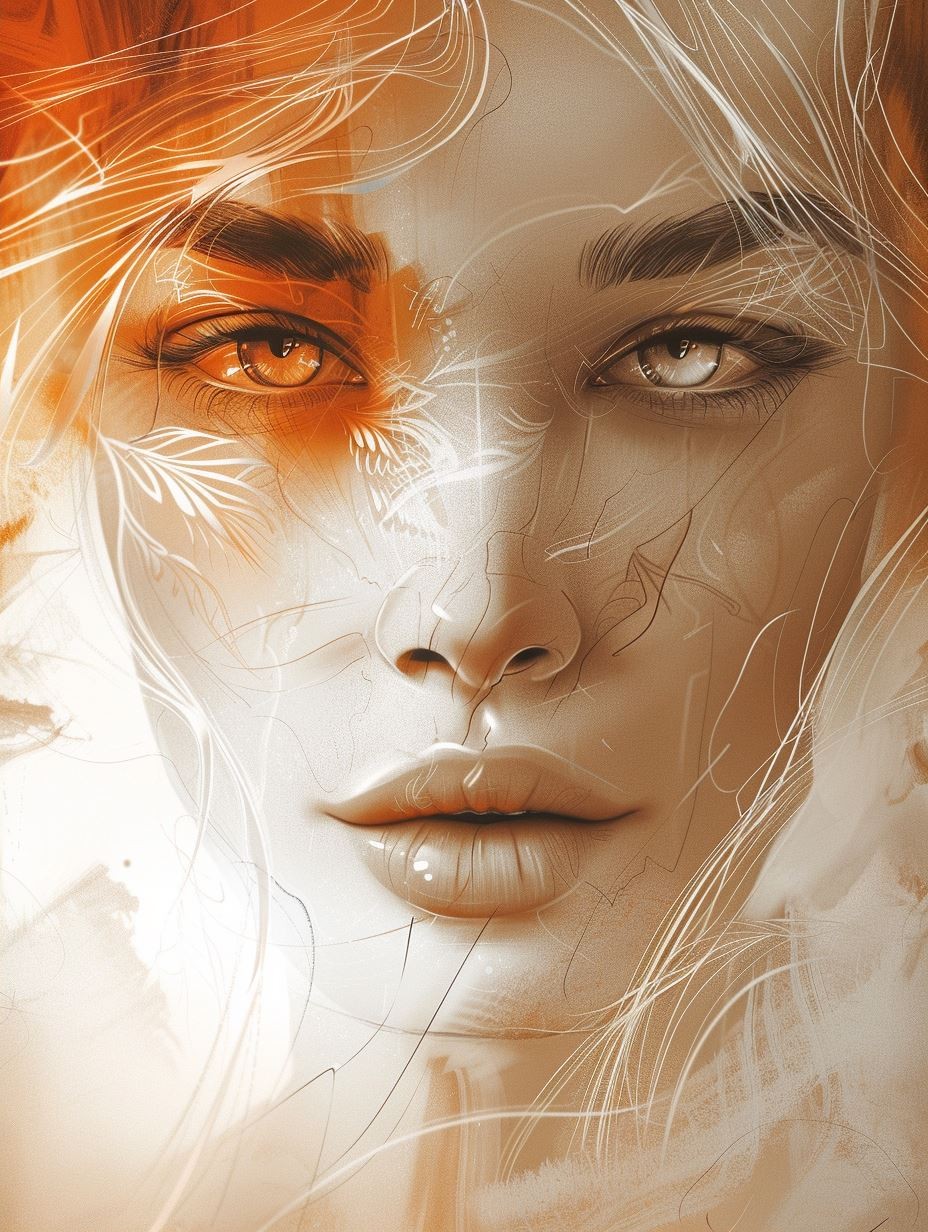 Ethereal Amber Fragmented Portrait - Image 2