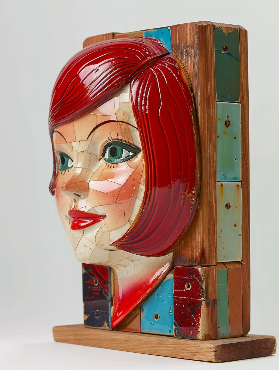 Vintage Ceramic Mosaic Portrait