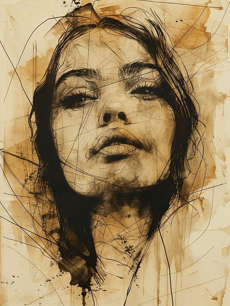 Abstract Ink Portraiture Study - Image 1