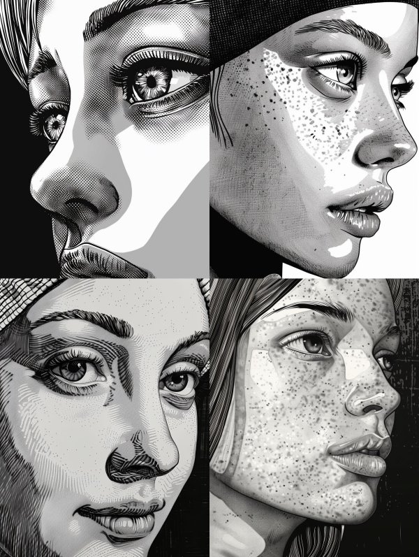 Monochrome Halftone Portrait Study