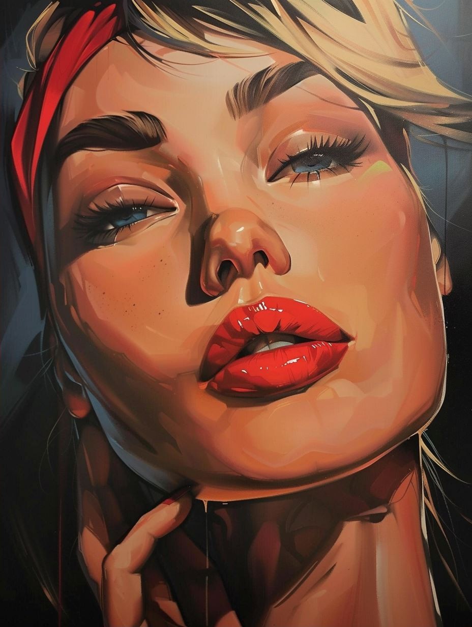 Crimson Glow Digital Portrait - Image 2