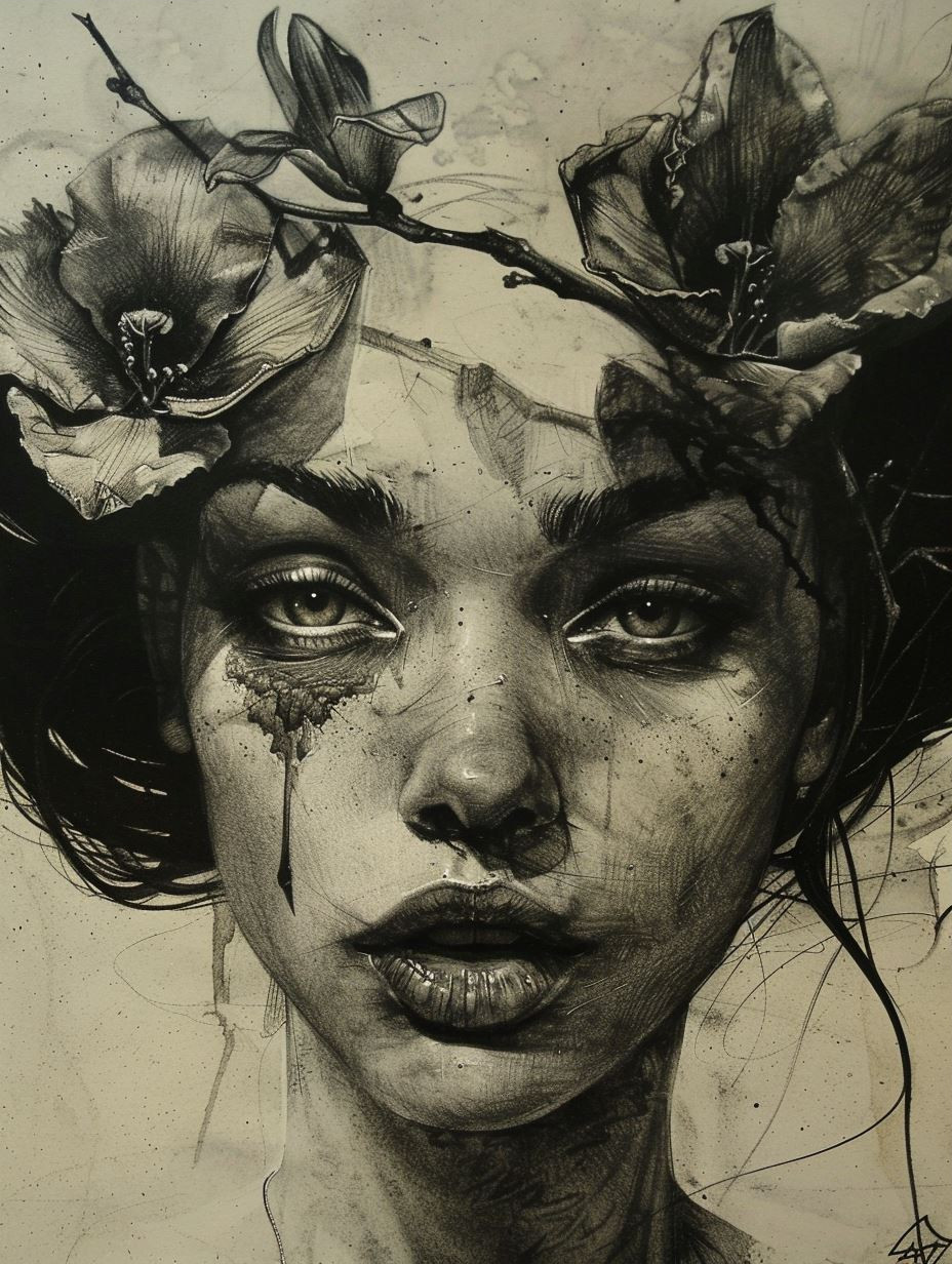 Haunting Charcoal Portrait Study - Image 3