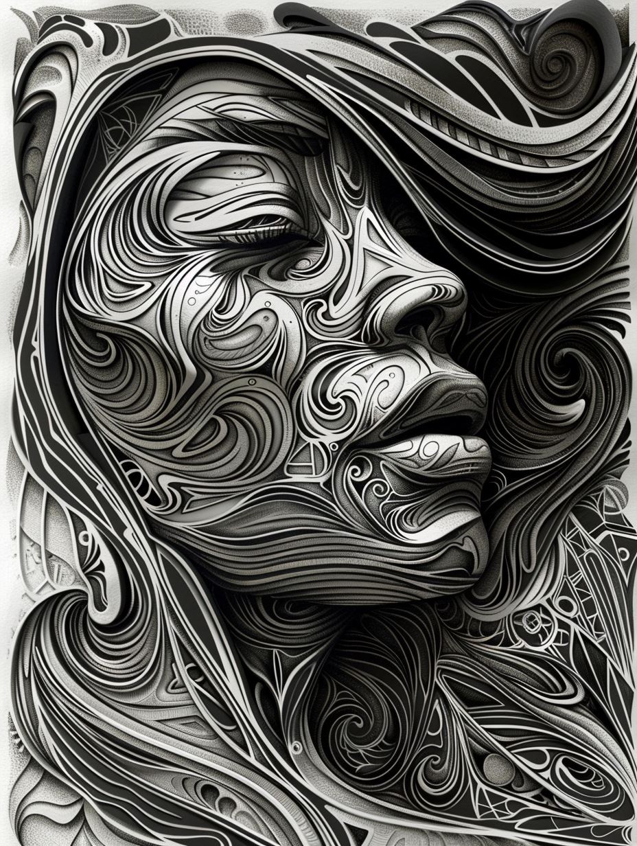 Surreal Monochromatic Fluid Portrait