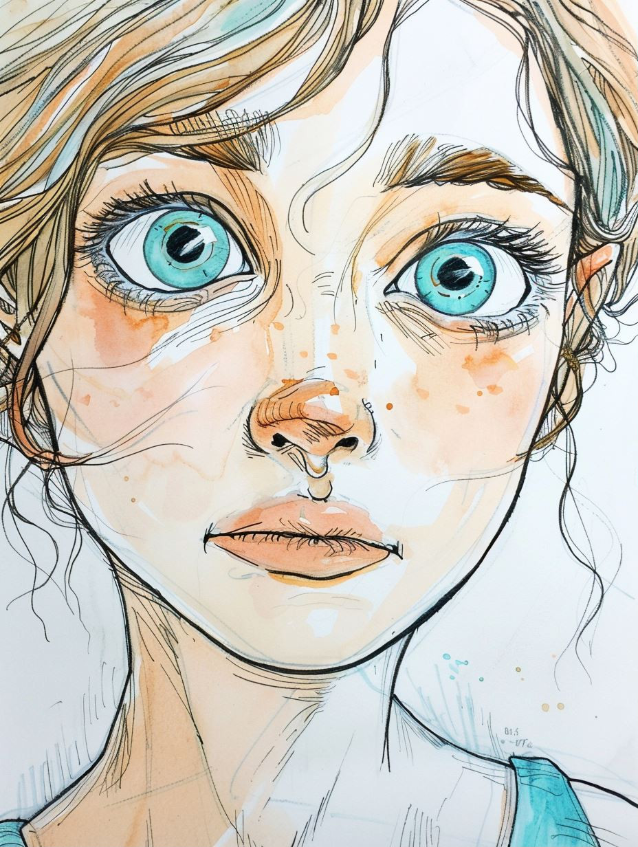 Ethereal Watercolor Gaze Portrait