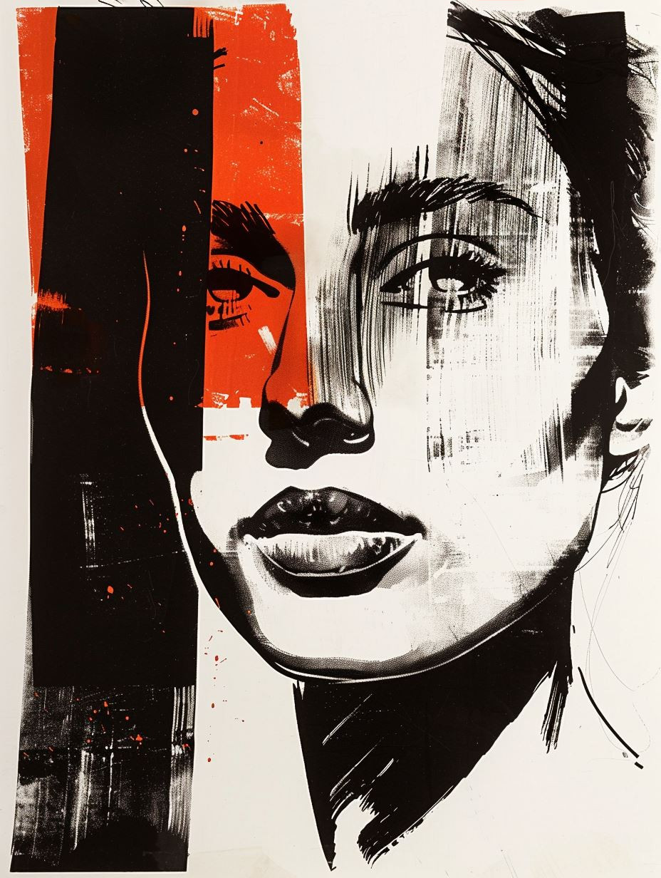 Bold Crimson Abstract Portraits - Image 3
