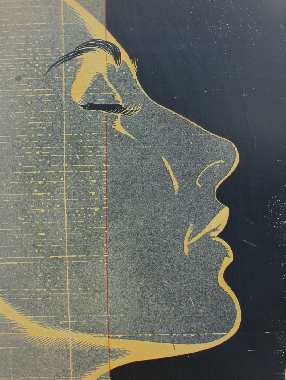 Celestial Profile in Golden Ink - Image 1
