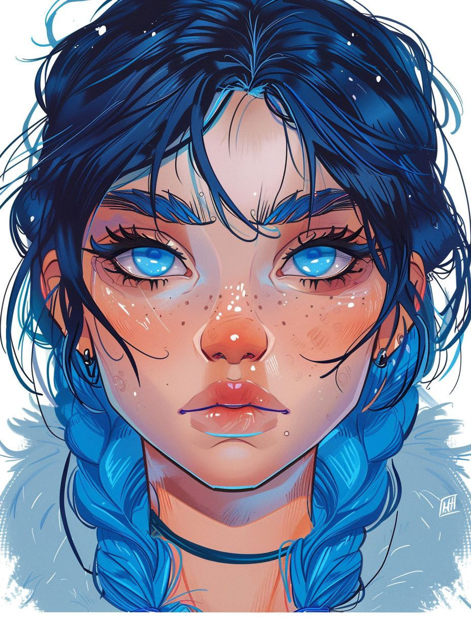 Azure Visions: Digital Portrait Study - Image 2