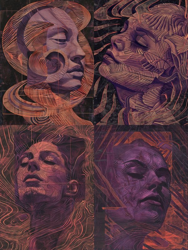 Surrealist Violet Ethereal Portraits