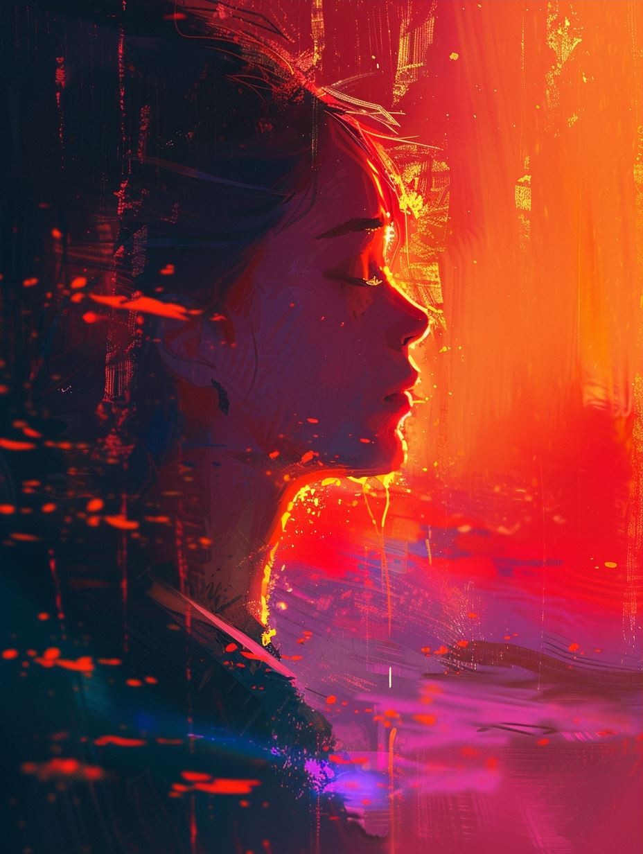 Neon Ember Cybernetic Portrait - Image 3