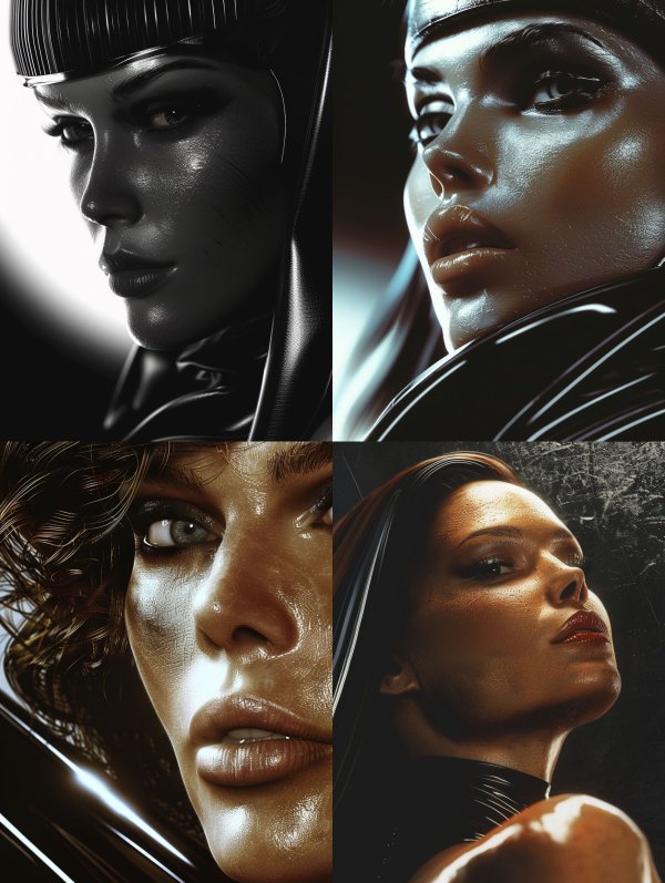 Sleek Noir Cybernetic Portraits