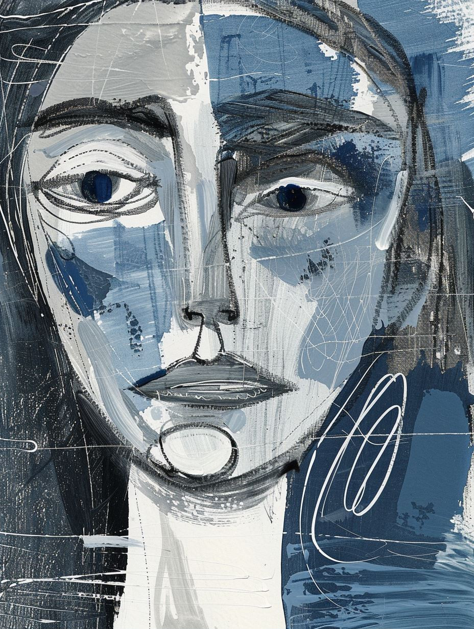 Abstract Blue Fragmented Portrait - Image 2