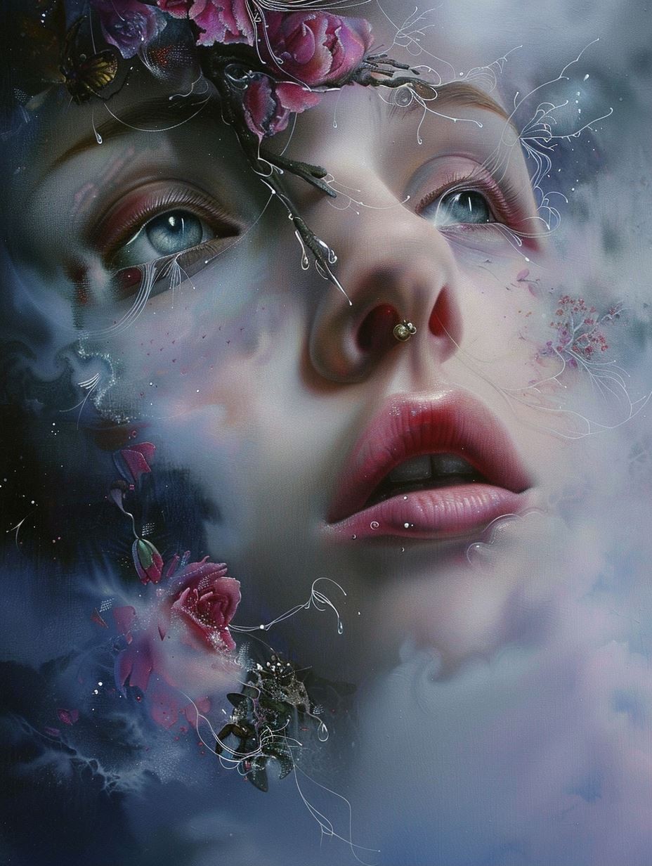 Ethereal Bloom Dreamscape Portrait - Image 1