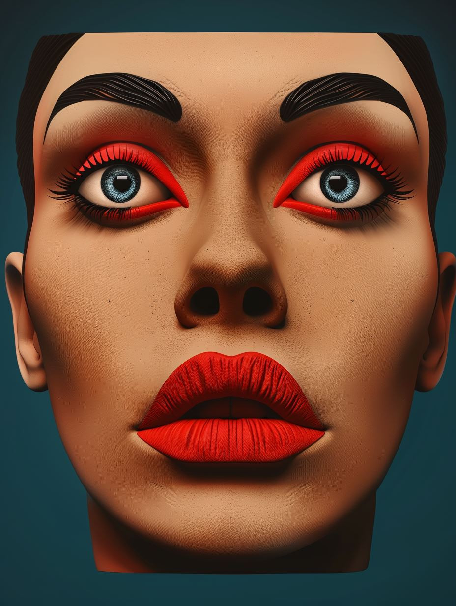 Crimson Accents Surreal Portrait