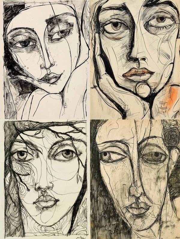 Abstract Ink Portrait Study
