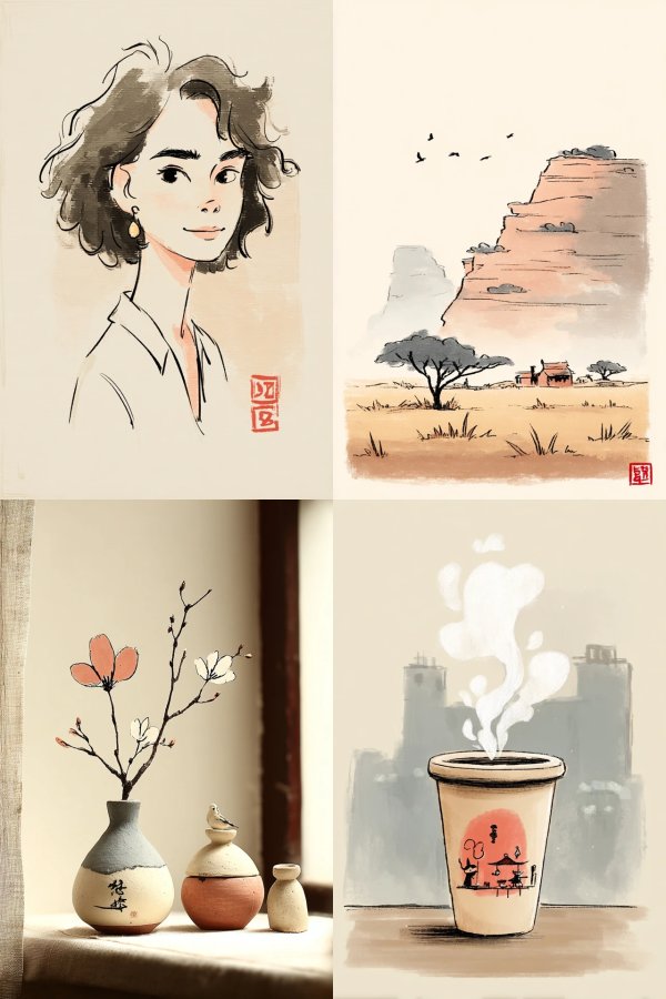 Serene Moments in Ink and Wash