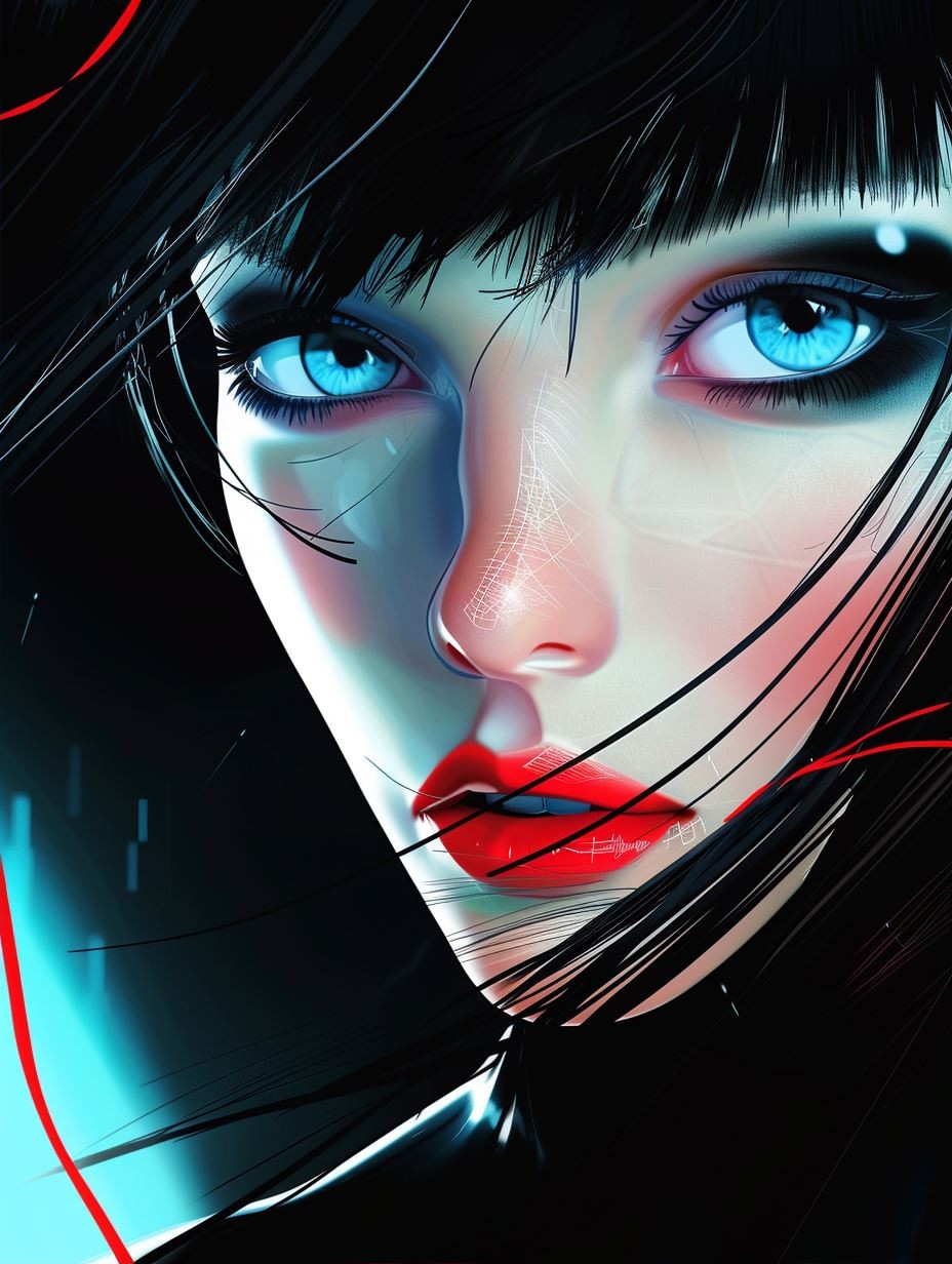 Neon Glow Cybernetic Portrait - Image 2