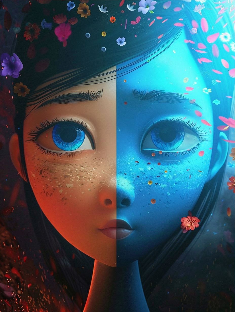 Hyper-Realistic Neon Azure Gaze - Image 3
