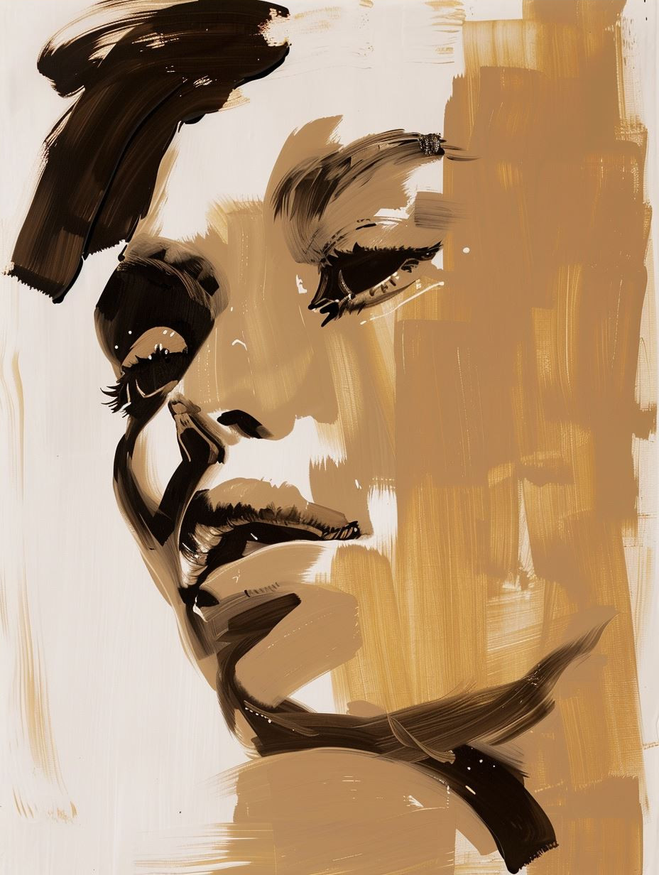 Golden Ochre Expressive Portrait - Image 4