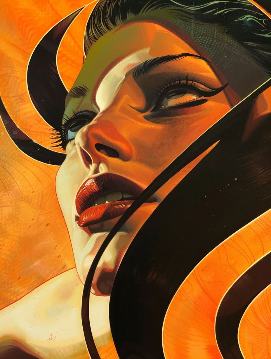 Neon Amber Surrealist Portrait - Image 3