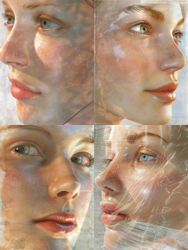 Ethereal Faces Behind Glass