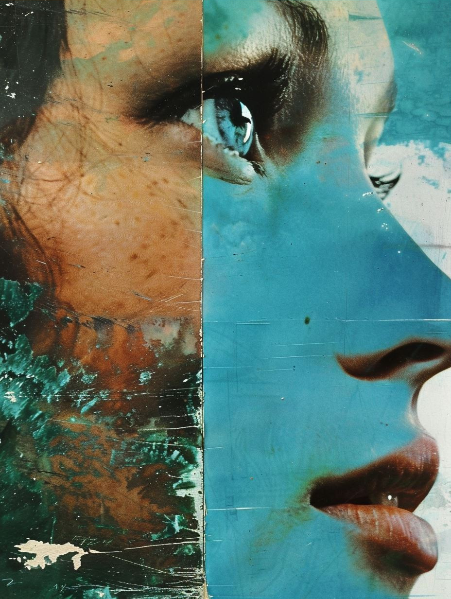 Fragmented Gazes in Teal - Image 3