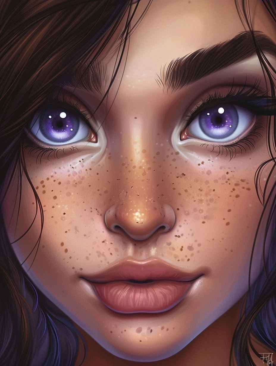 Luminous Freckled Digital Portrait - Image 3
