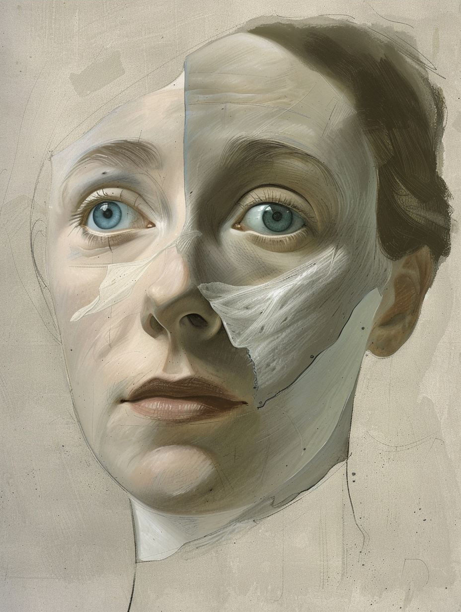 Melancholic Gaze in Soft Pastel - Image 3