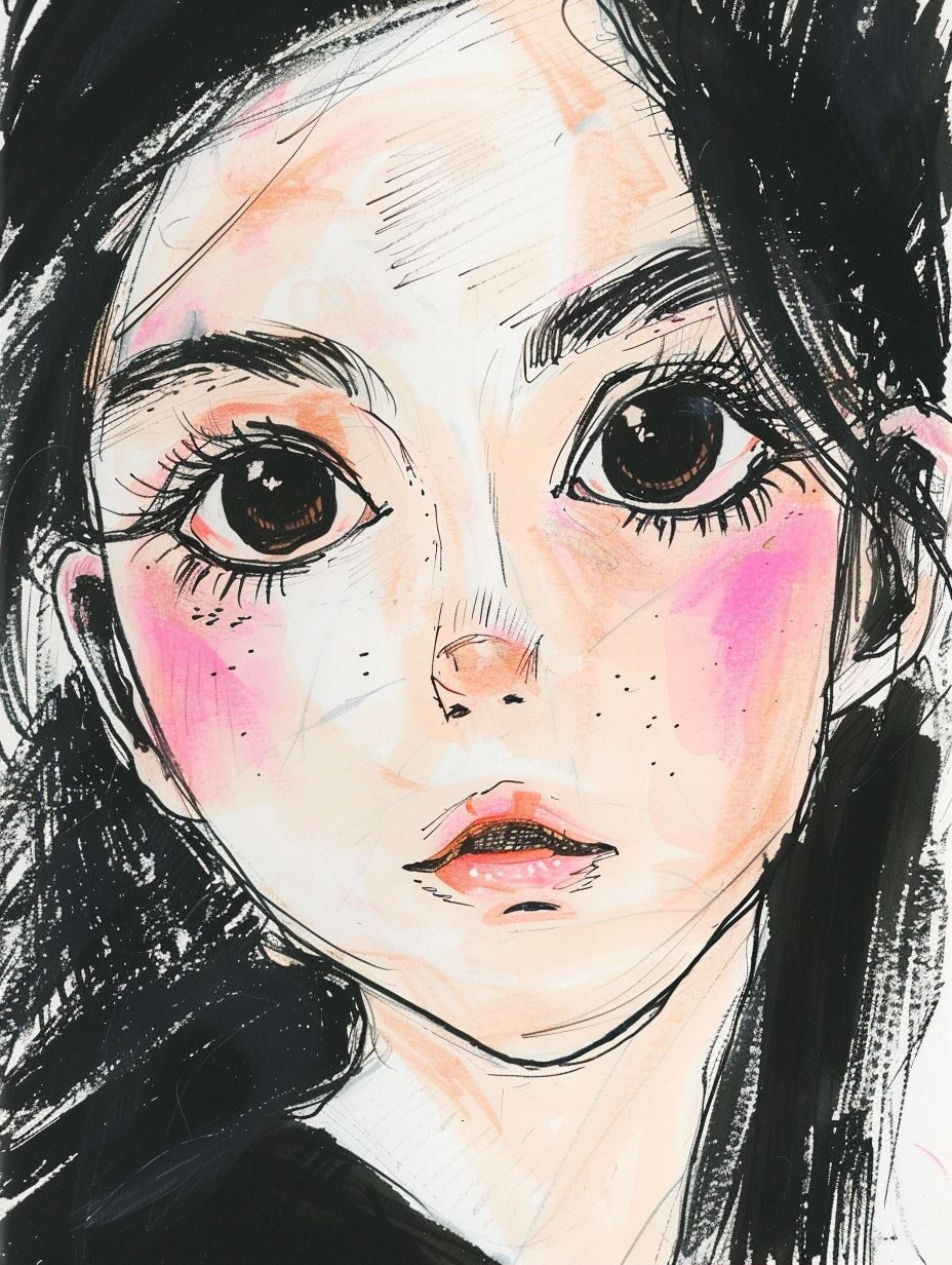 Melancholic Ink Portrait Studies - Image 2
