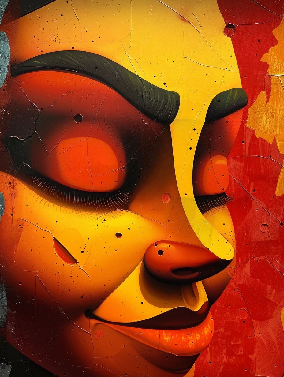 Crimson Glow Surrealist Portrait