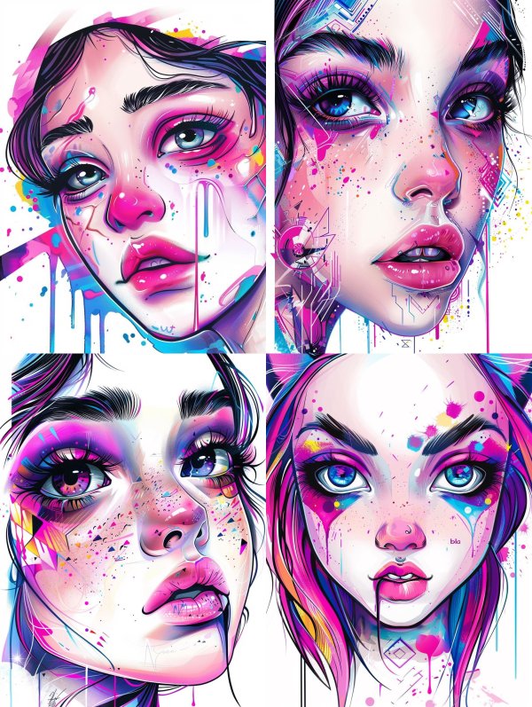 Neon Drip Digital Portraiture