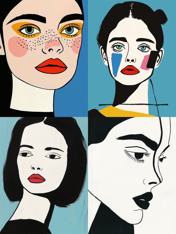 Modern Faces in Pop Art Style