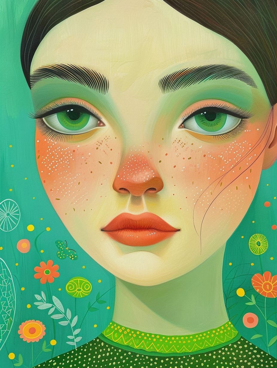 Ethereal Green Flora Portrait