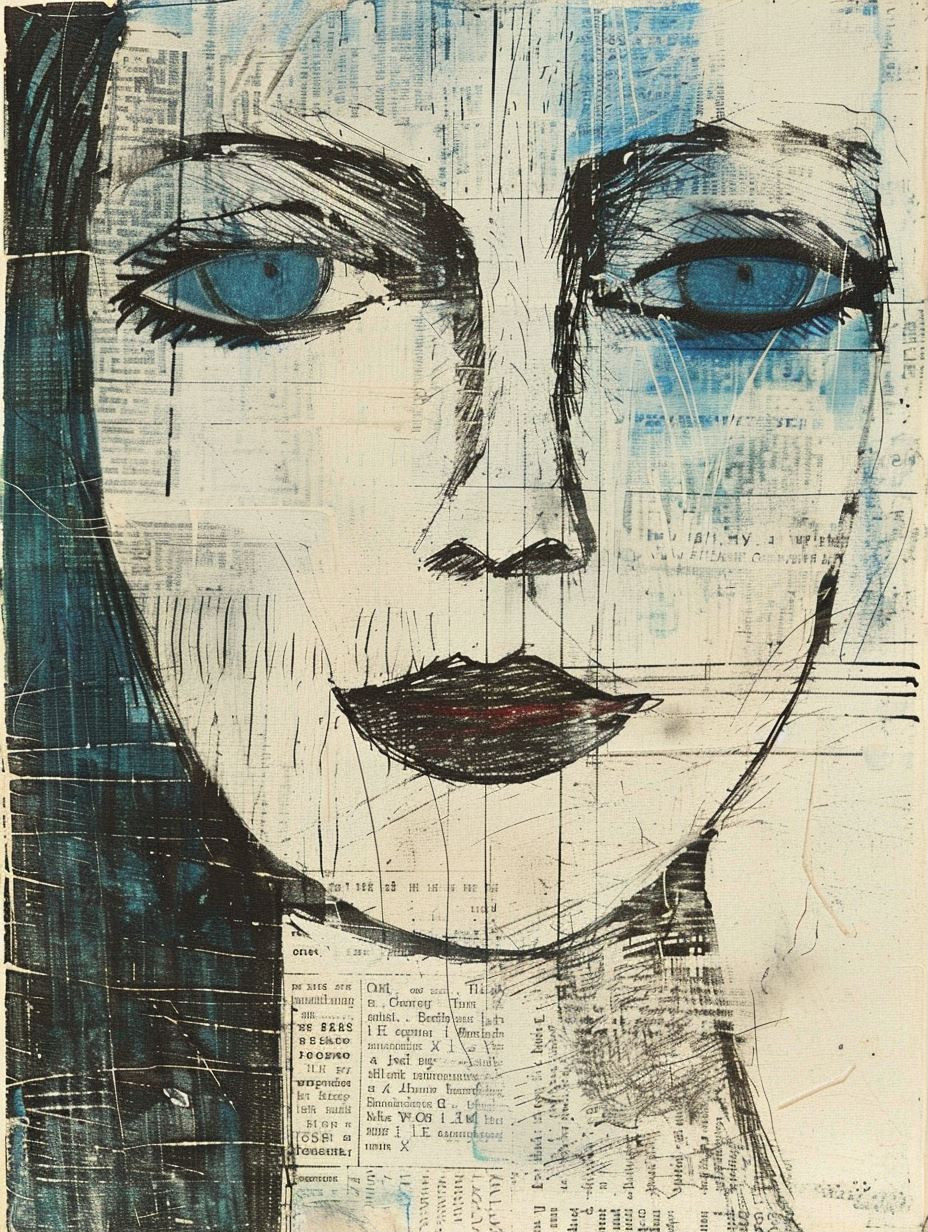 Fragmented Blue Gaze Collage