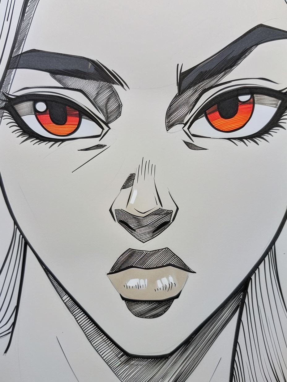 Elegant Anime Portrait in Red - Image 4