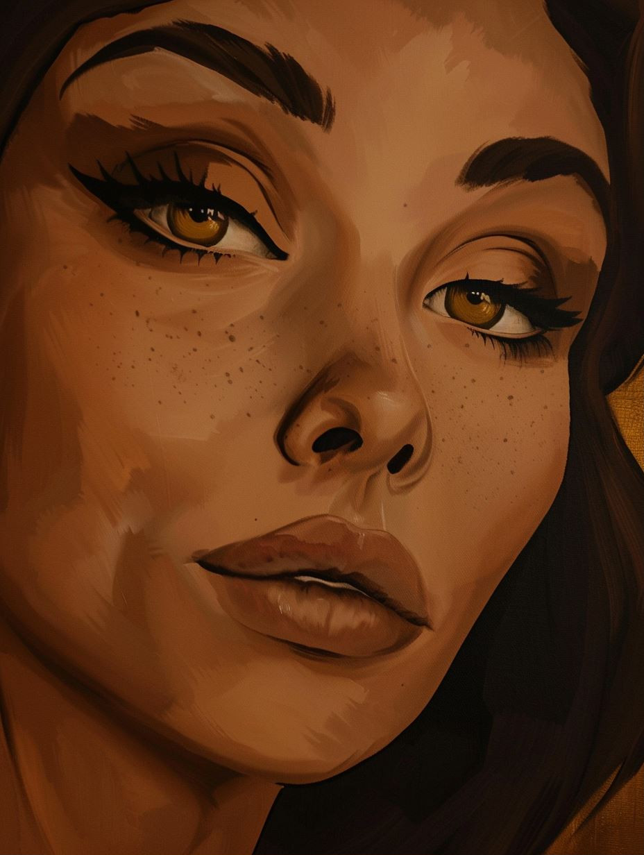 Golden Gazes: Digital Portrait Study - Image 1